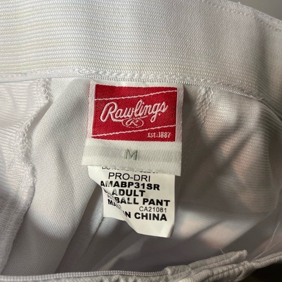 NEW Rawlings Baseball Pants Mens white 100% Polyester Semi-Relaxed - Picture 7 of 8